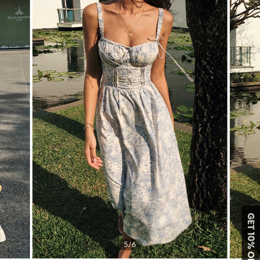 BNWT Commense Sapphire Garden Floral Cami Midi
